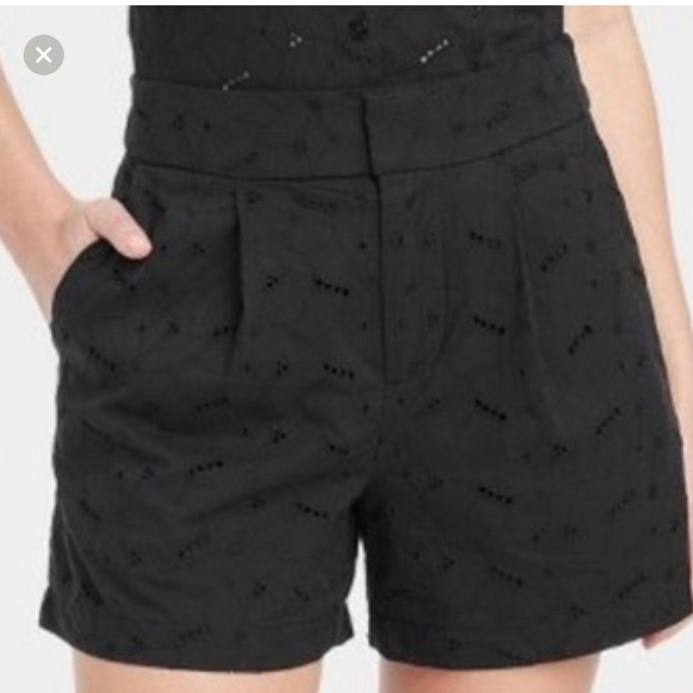 A New Day High-Rise Eyelet Shorts - Black